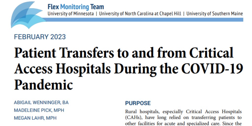 New brief from the RuralHealthFMT!

'Patient Transfers to and from Critical Access Hospitals During the COVID-19 Pandemic'

ow.ly/U5Ze50MYbIM
#CriticalAccessHospitals #COVID19