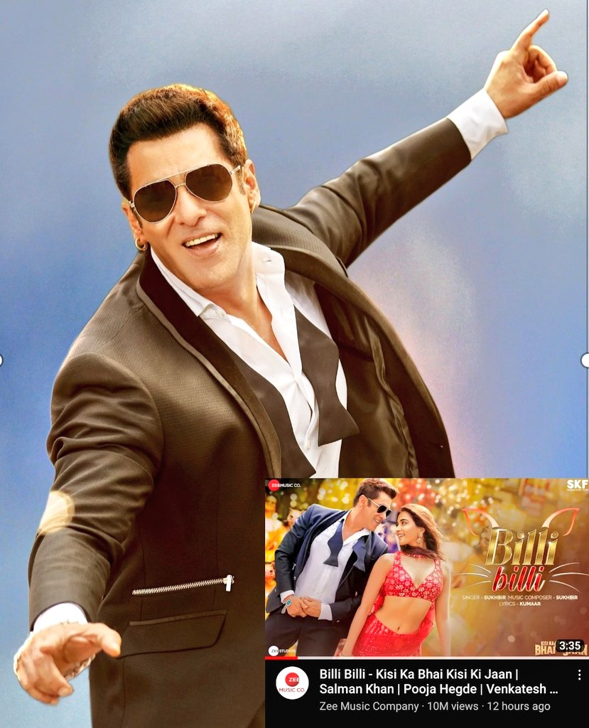 Being_Nehu12's tweet photo. #BilliBilliSong Has Crossed 10M+ Views In Just 12Hrs With Treading No.2 On YouTube 💥

BILLI BIILI WINNER HEARTS❤️
#SalmanKhan 
#KisiKaBhaiKisiKiJaan https://t.co/wAzEfwstHW
