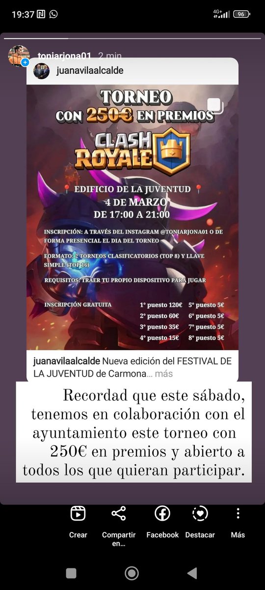Segundo torneo presencial que voy a organizar. Si a alguno le pilla cerquita y tiene ganas, este sábado nos vemos por allí 💪