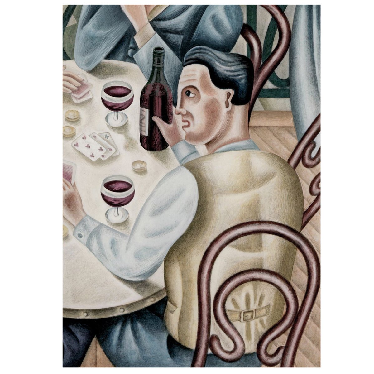 johnjmontgomery's tweet photo. Detail from ‘The Card Players’ 1990 graphite pencil &amp; watercolour...sadly lost a longtime ago..☹️ This is a section, I’ve tried to clean up from a copy. Hope to find the time complete the whole image, at a later date. 😊 #graphite #watercolour #cardplayers https://t.co/eh0WcVEbaH