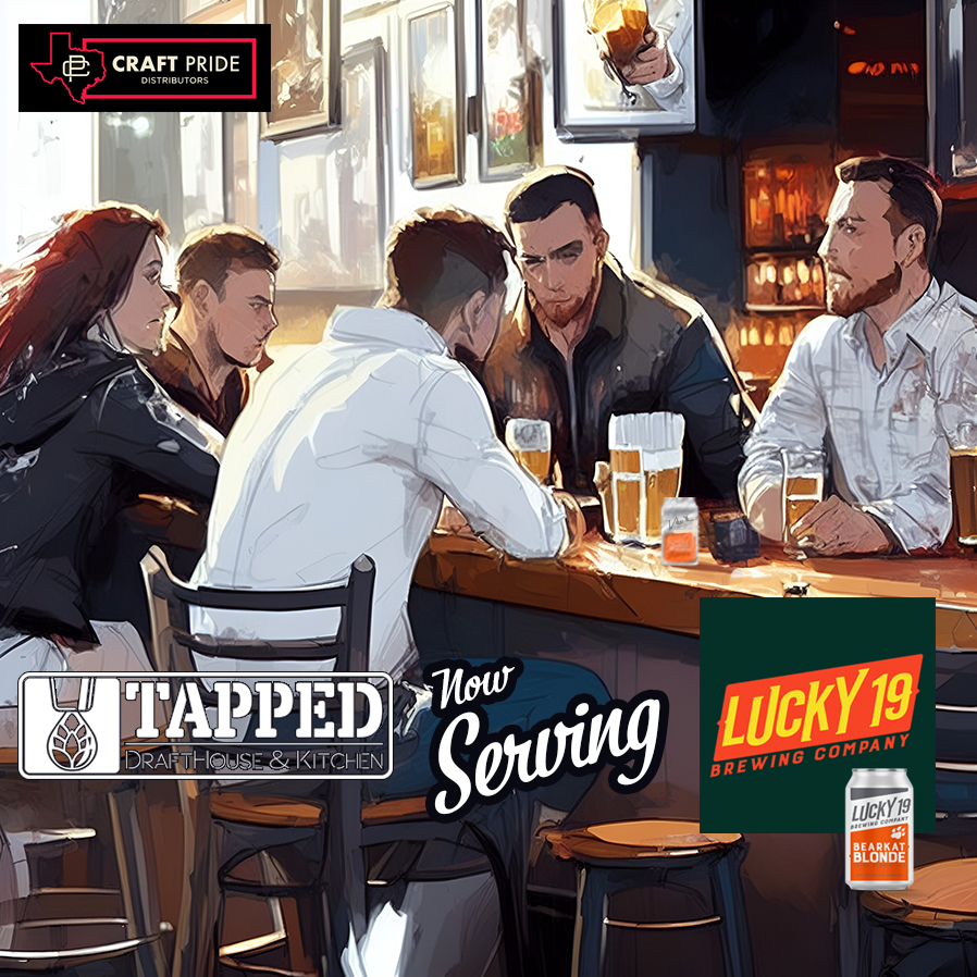 Craft Pride, is thrilled to announce that the popular Tapped Drafthouse and Kitchen is now serving  delicious craft beer from our amazing supplier Lucky 19 Brewery! 🎉🍺 <a href="/Lucky19Brewing/">Lucky 19 Brewing Company</a> #tappeddrafthouse #craftbeer #beerlovers #craftpridedistributors