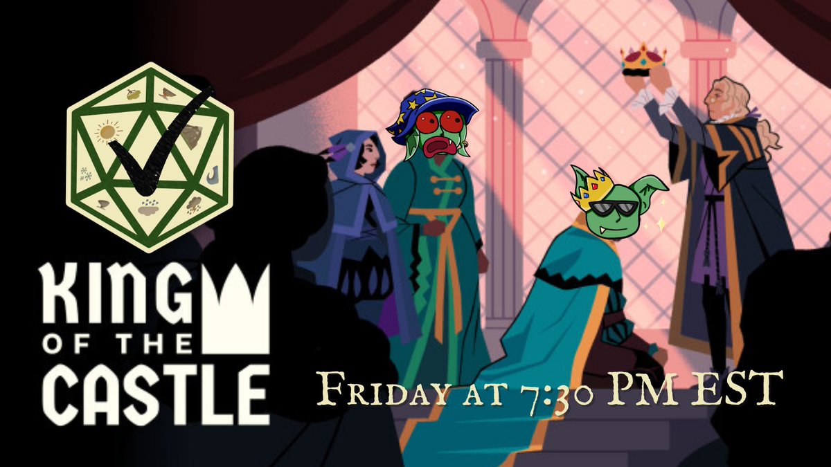 AdventureCheck's tweet photo. Tomorrow night, m'liege @SfaraVO shall be streaming @kotc_game! If you desire to be a Noble of our fair Goblin Kingdom, then join us tomorrow and help address matters of state. 

#twitchstream #kingofthecastle #playwithviewers #smallstream https://t.co/DRhXtxb8ox