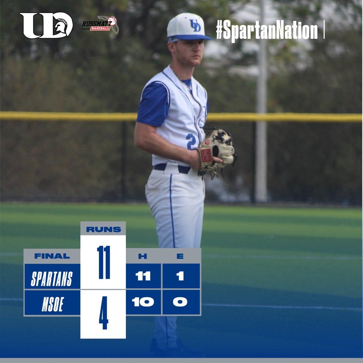 𝐒𝐩𝐚𝐫𝐭𝐚𝐧𝐬 𝐖𝐢𝐧! Spartans put up 11 to top MSOE 11-4. They continue the trip tomorrow with a game vs Penn State Abington.

J. Cekander: 5 IP, 2 ER, 5 K 
                       2-4, 2 R
N. Zoglman: 4 IP, 0 ER, 6 K

#UDBaseball | #SpartanNation