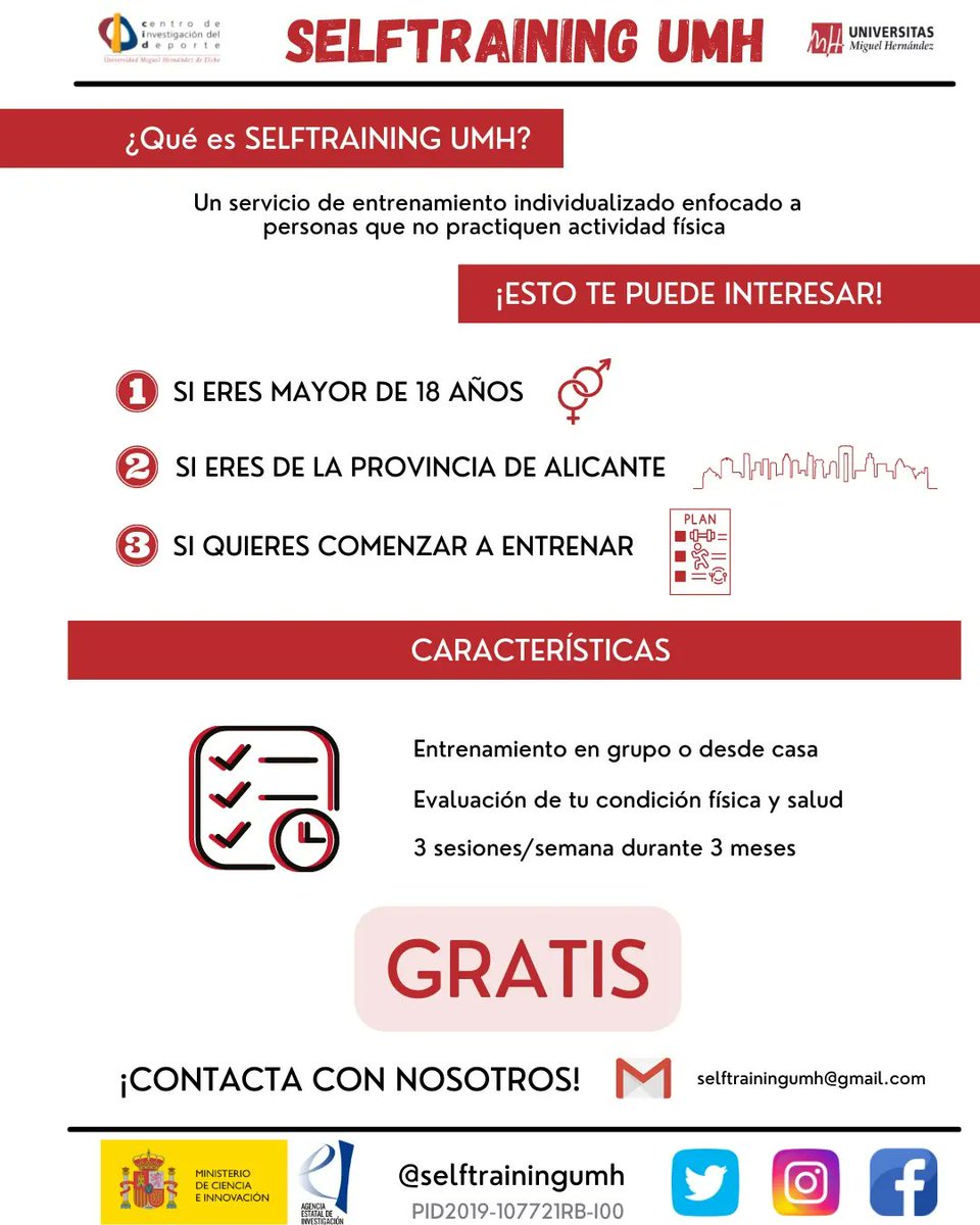 ¿Aún no conoces #SelfTrainingUMH? 🤔

¡Todavía estás a tiempo de apuntarte! Inscripciones abiertas para empezar a partir del 20 de marzo 📝

¡No dejes pasar la oportunidad de mejorar tu salud! ❤️