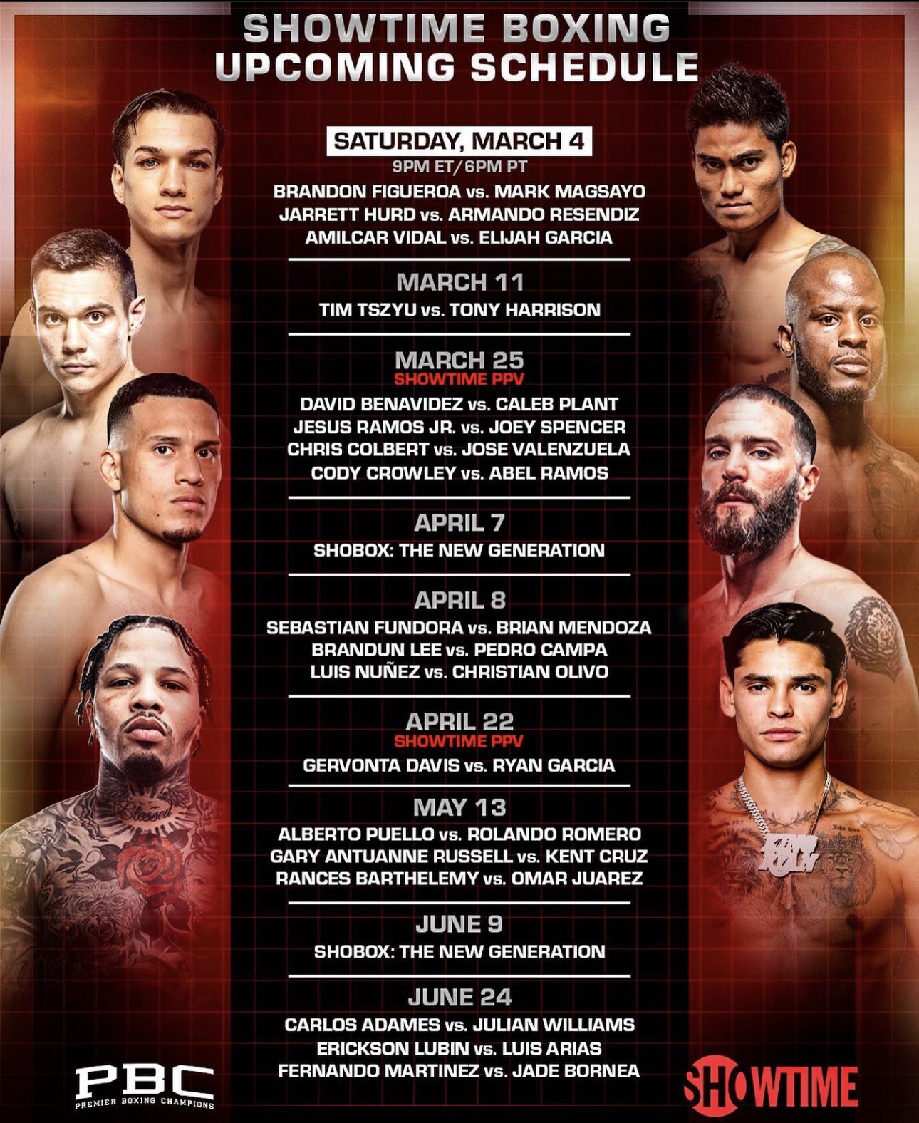 Danny on Twitter "OFFICIAL SHOWTIME BOXING SCHEDULE Boxing 🥊🥊🥊🥊🥊🥊🥊🥊