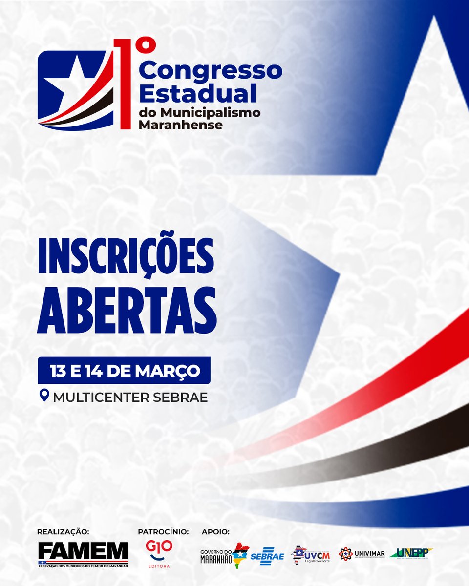 famemoficial's tweet photo. Estão abertas as inscrições para o maior evento da história do municipalismo maranhense. O prazo de inscrição segue até o dia 8 (quarta-feira). O link para inscrição está disponível na bio. 

#famem #municipalismo #congresso https://t.co/OsvHoTUt5H