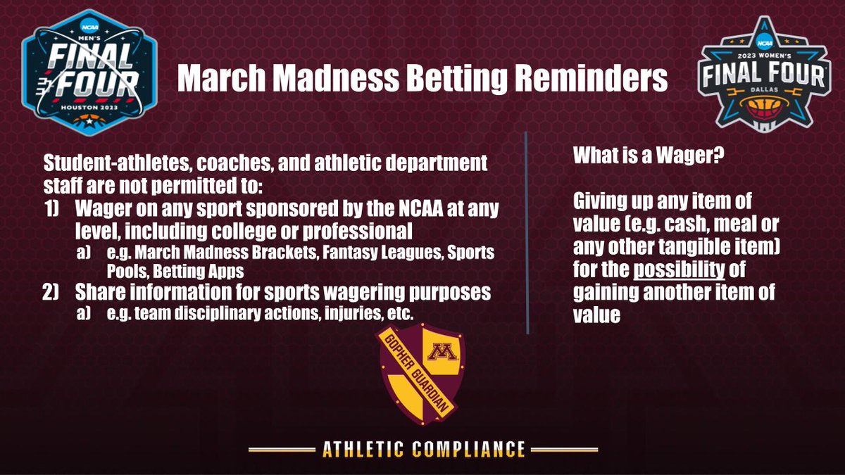 GopherGuardian's tweet image. As we enter March Madness, a reminder #DontBetOnIt