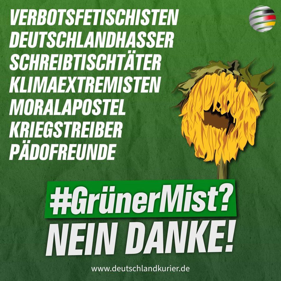 DrRaih's tweet photo. @Ricarda_Lang Hier wird nichts durcheinander geworfen. Die Grünen sind einfach nur blöd, inkompetent und faschistoid. Das verstehen hoffentlich immer mehr Menschen. https://t.co/NWPu5hXf6Y