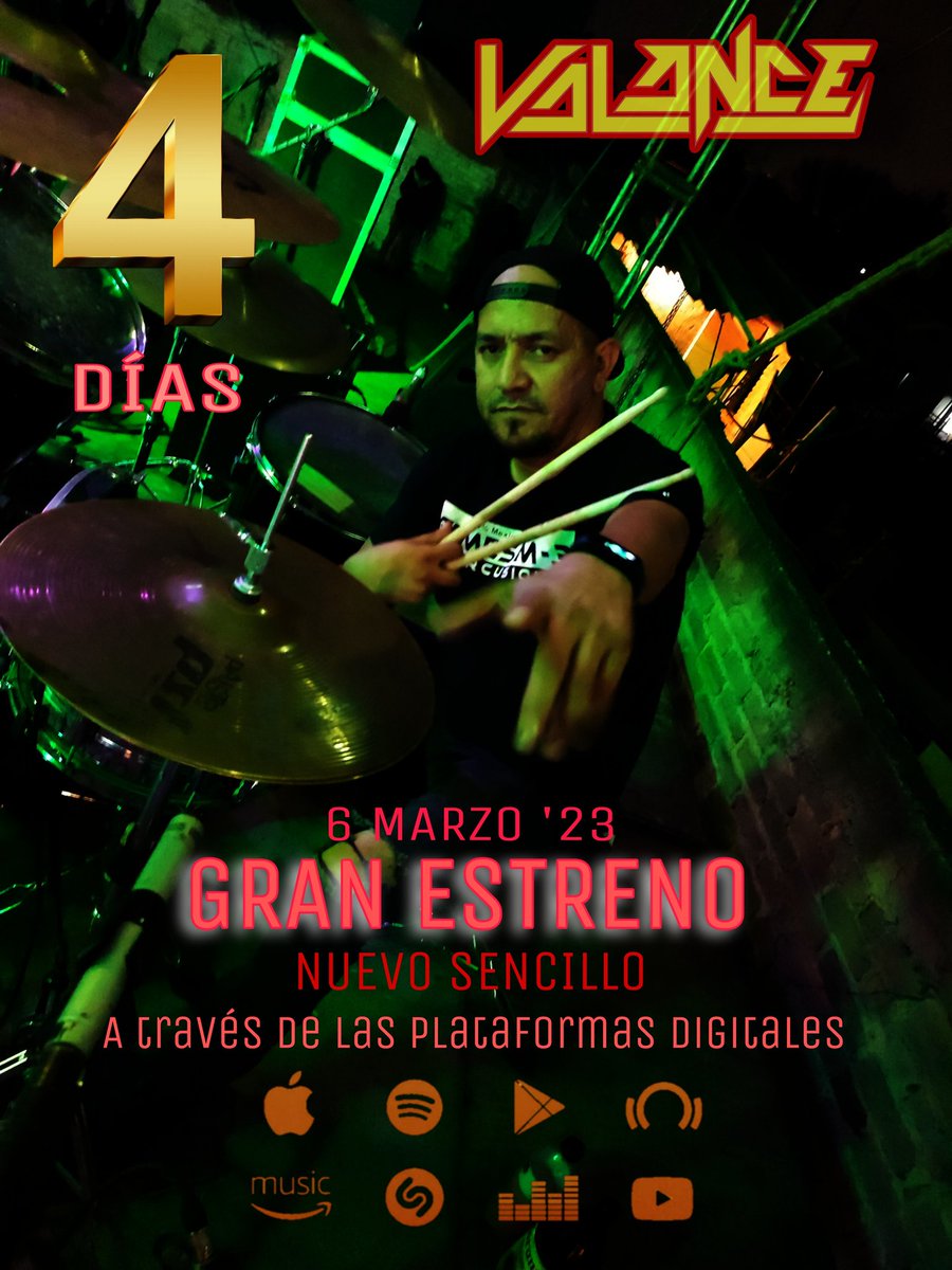 RockValance's tweet photo. Solo faltan 4 días para el estreno del video clip y lanzamiento en plataformas de este nuevo sencillo el cual está quedando de lujo 😎🤘
 Feliz miércoles!!! 

Suscribete ya!!  😎👉👉 https://t.co/ombBzhgGZC
#rosckdeadeberas #rockmex #Single #valance #NuevoSencillo #rocknacional https://t.co/lqli2lfFoh