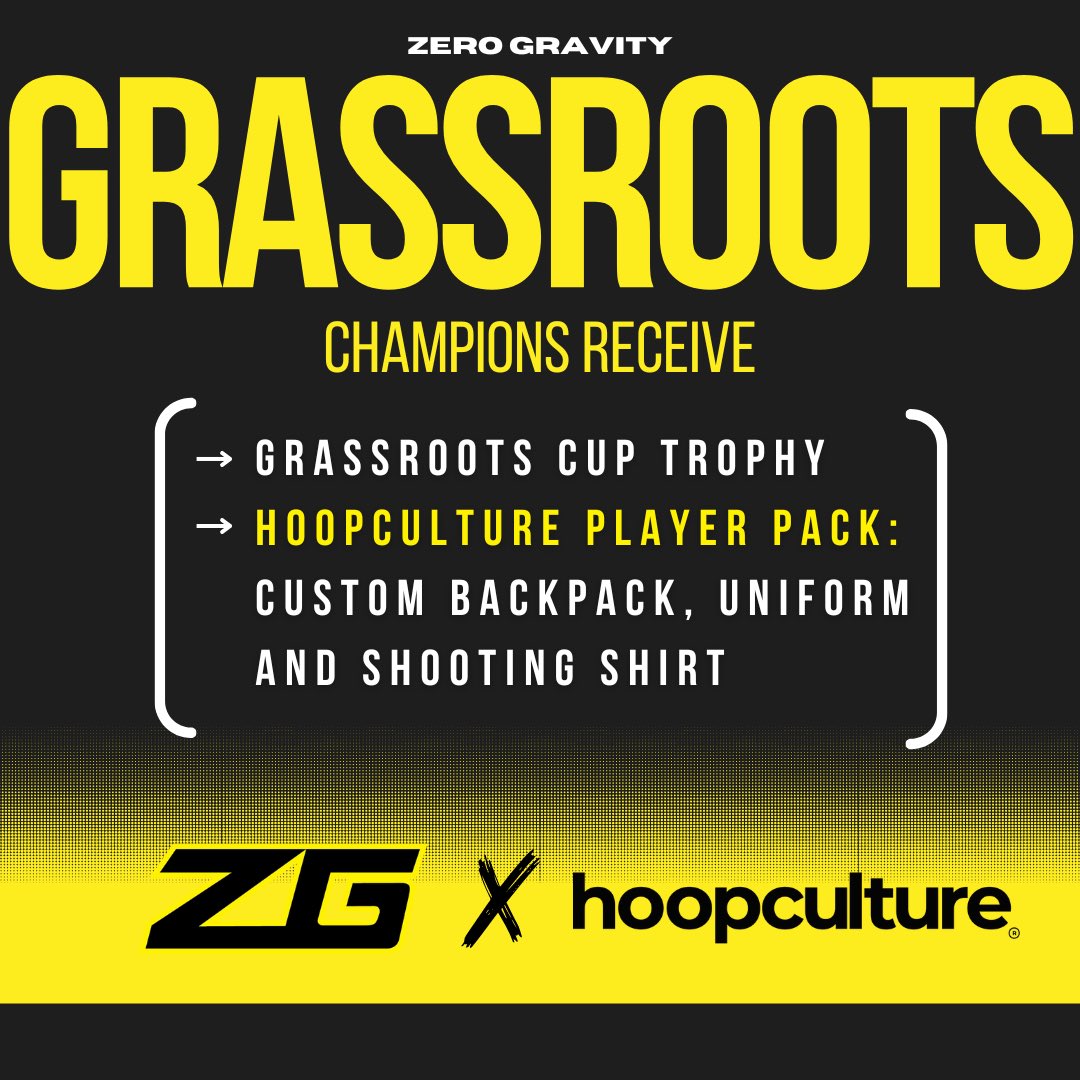 ZeroGravityBB's tweet photo. INTRODUCING: 

🏆2023 Grassroots Cup🏆

The #QuestForTheCup will reward the 🔝 Boys &amp; 🔝 Girls team who accumulate the most points on the #RoadToZGFinals🚗🏁

Winners receive @HoopCulture custom backpacks &amp; gear detailed below💧🔥 

Stay tuned😤 https://t.co/48UKXyQdLi
