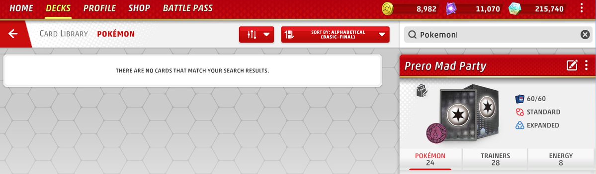 TrustYourPilot1's tweet photo. Tip for migrating PTCGO players:

You can't search for words like PokéStop, PokéGear, or Pokémon in Pokémon TCG Live, because of the accent on the e. 

So... good luck with that. 

(PTCGO allows you to search all of the words without needing the accent, for those wondering) https://t.co/xrUklEAbTS