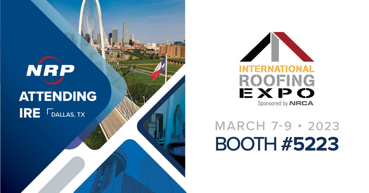 Come meet the NRP team at the International Roofing Expo (IRE) in Dallas from March 7-9! Stop by our booth #5223 and enter for a chance to win

• Autographed Cowboys Memorabilia
• A Premier Golfing Package
• $500 Amazon Gift Card!
#IRE2023 #DallasRoofingExpo #Booth5223