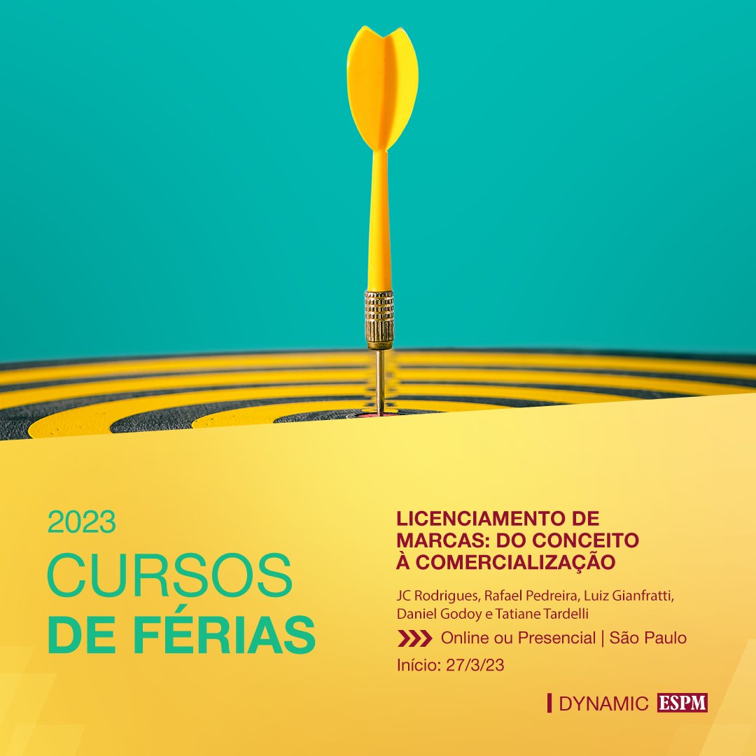 SomosDestra's tweet photo. Entre os dias 27 e 31 de março, a Destra | Licenciamento de Marcas, em parceria com a ESPM Escola Superior de Propaganda e Marketing, oferecerá o curso sobre Licenciamento de Marcas.

As aulas serão online, ao vivo e presencial.

Para saber mais acesse: https://t.co/dnzbhSumm6 https://t.co/xxBG7hjRSf