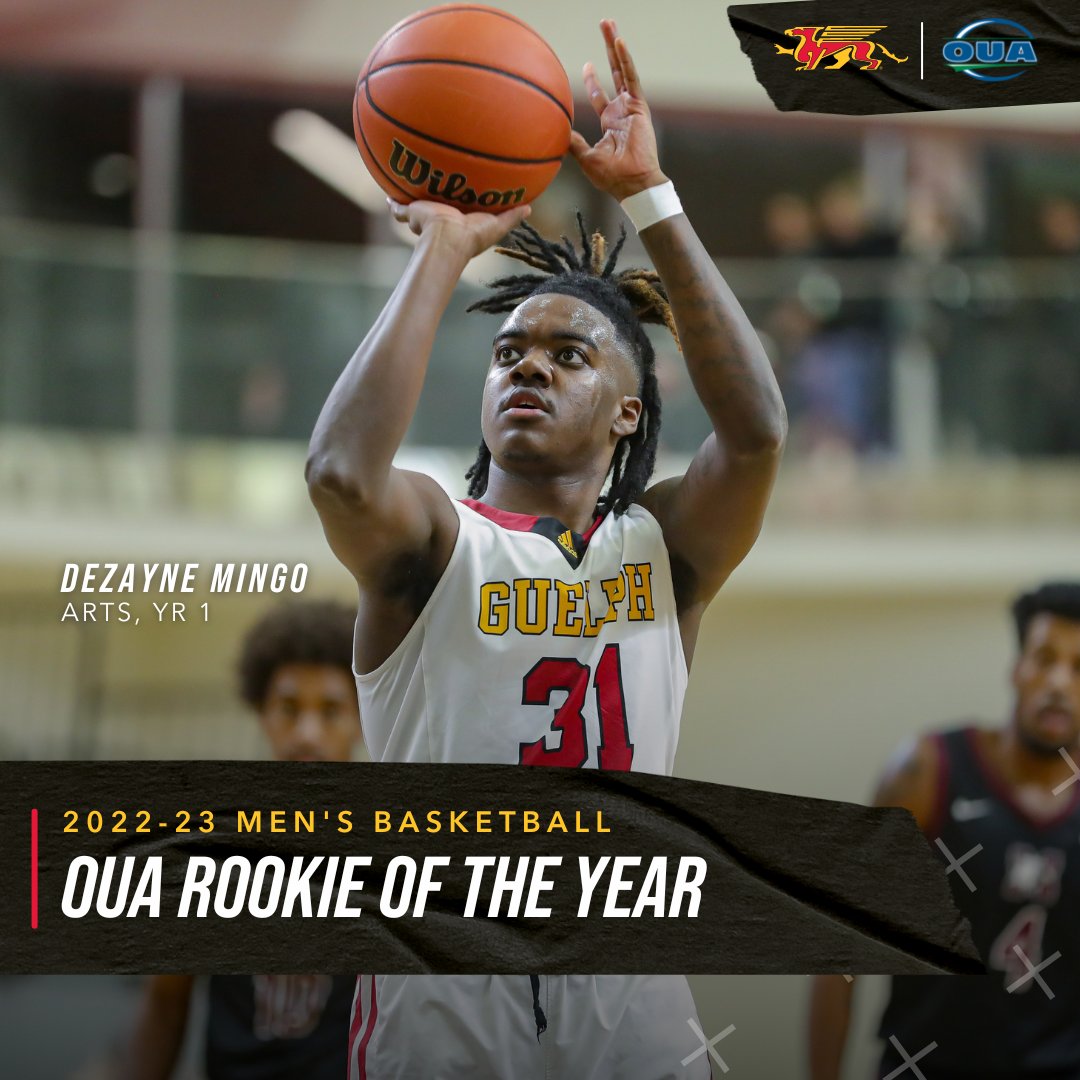 🏀 Dezayne Mingo is the 2022-23 OUA Rookie of the Year! ⭐️

It marks just the 6th time in program history, and first time in 22 years, that a <a href="/UofGMbball/">UofG Men`s BBall</a> player has been named the OUA's top freshman! 👏

📰➡️ uoguel.ph/fnd6p

#GryphonPride #GryphonBasketball