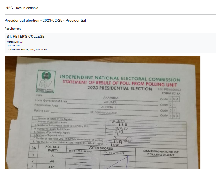 dmightyangel's tweet photo. So in Anambra of @PeterObi , the same result was uploded for ST. PETER'S COLLEGE
Ward: ACHINA I
Lga: AGUATA
&
COUNCIL HALL
Ward: ACHINA I
Lga: AGUATA
@ZainAsher COME & SEE FRAUD your candidate did in the Biafraland๐คฃ๐คฃ๐คฃ
#OBIfraud https://t.co/LKbbykXCbw