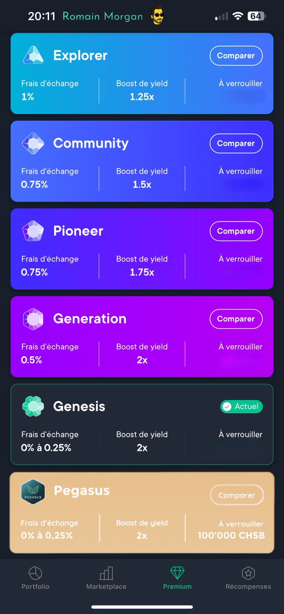 RomainSprengers's tweet photo. 🪄 Pegasus Pegasus !!! ✨

🤔 Il manque un premium sur la #SwissBorg App! non ?!! 
Le fameux/discret "CLUB PEGASUS" 

🎠 Badge🏵️

💚Like&amp;Retweet🔄 #CHSB 

[⚠️ Montage ⚠️ 🎨] https://t.co/xvlqak0f8U