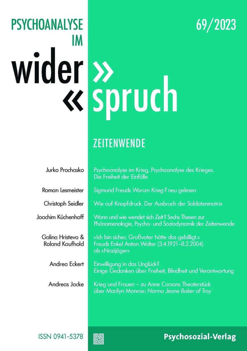 RechercheKoln's tweet photo. Sigmund #Freuds Enkel #AntonWalterFreud als "#Nazijäger". In: Psychoanalyse im Widerspruch Heft 69 2023 @PsychosozialV , @InstitutPSA https://t.co/IpKAfbOoGn