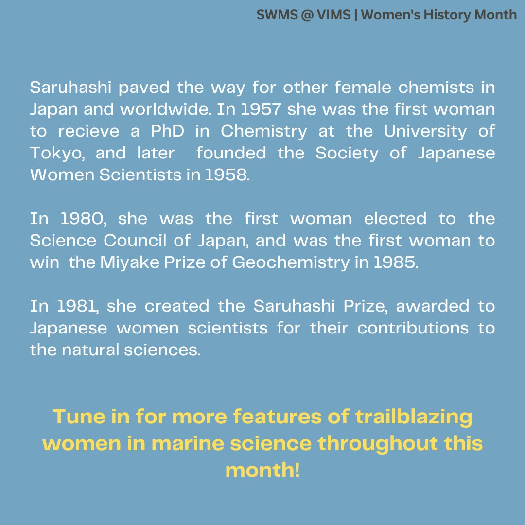 Happy Women’s History Month! To celebrate, each week we will be featuring a woman scientist who has made pivotal discoveries in the field of marine science. This week, we’re featuring Dr. Katsuko Saruhashi. Read more here: