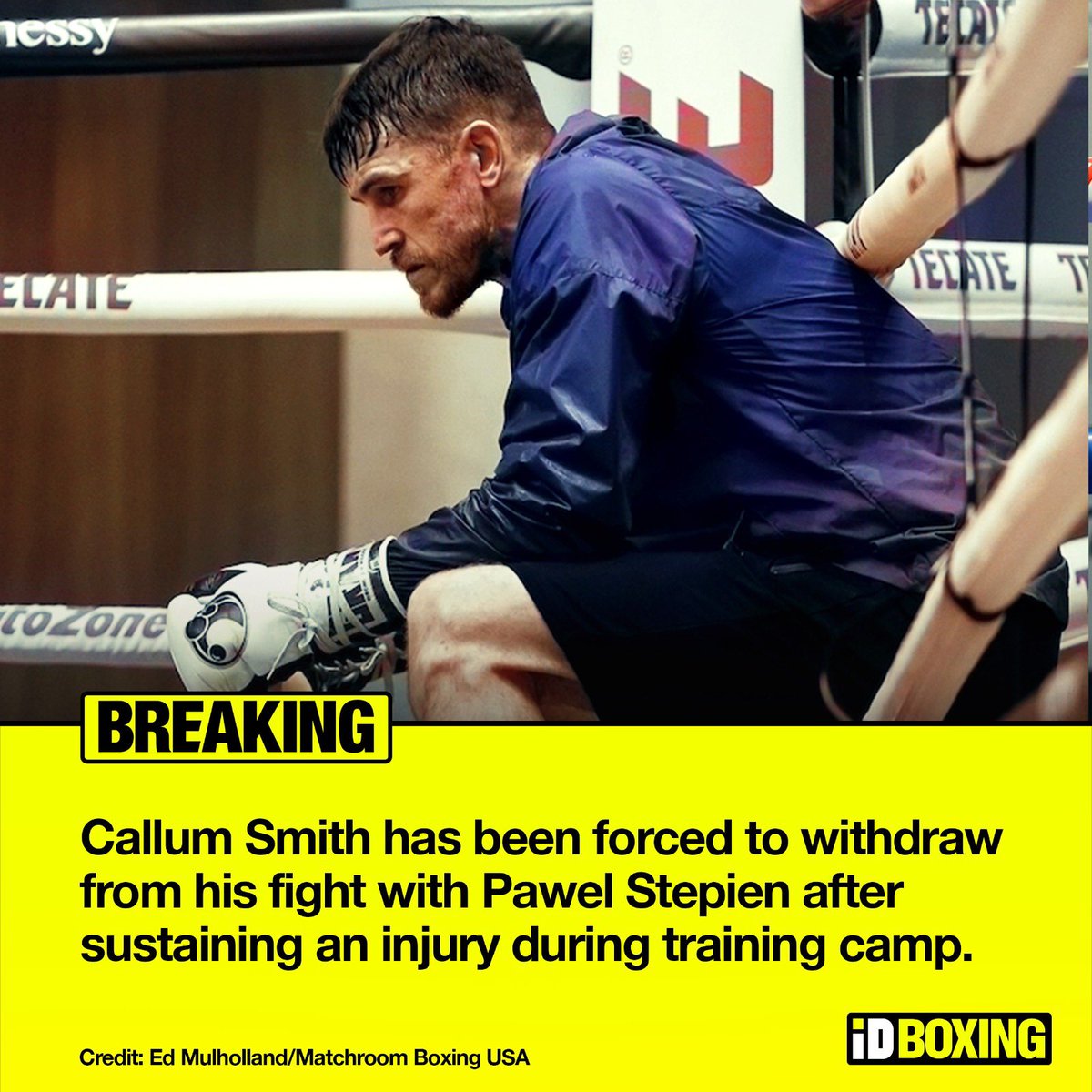 BoxingNewsPlus's tweet photo. ❌ #SmithStepien is 𝗢𝗙𝗙 after @CallumSmith23 suffered an injury in camp.
The remainder of the show will still go ahead in Liverpool on March 11th. https://t.co/OYp5TlDQKF