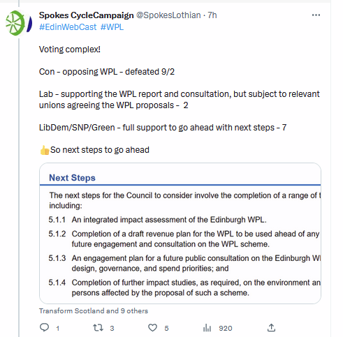 SpokesLothian's tweet photo. #EdinWebCast

Our tweet thread on @Edinburgh_CC 
 #TransportCommittee 2.3.23

🙋‍♀️#WPL #WorkplaceParkingLevy
🙋‍♀️#DrumBrae🚲segregation [with Spokes deputn by @harts_cyclery &amp; @Chrixoffer]
🙋‍♀️#Leith #LTN Low Traffic Nbd
🙋‍♀️#PavementParking

👍All agreed (but DrumBrae only part so far) https://t.co/gv6vL1vQ5N