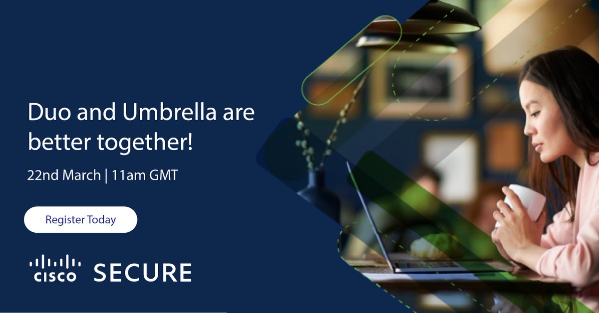 MMleczko's tweet image. Let&apos;s discuss how to strengthen your security posture with Cisco solutions! Join us on 22nd March at 11am GMT for a deep dive into Zero Trust. Register today #MultiFactorAuthentication #SecureNetworking

cs.co/60103ahFa