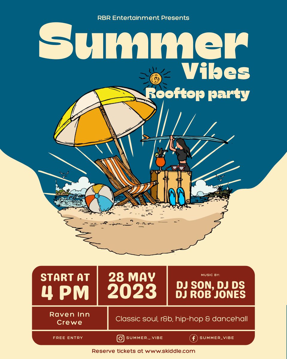DJDS79743329's tweet photo. Save the date: Summer Vibes Rooftop Party @ The Raven Inn, Crewe (Sunday May 28th, 4pm - 12am). Free entry - tickets via @skiddle
https://t.co/QfIWKGxj4L
I know it’s early but make sure you get over and start the summer off with the #SummerVibes crew!!! @robejz1 #DJSon https://t.co/rpEJnLVzZT