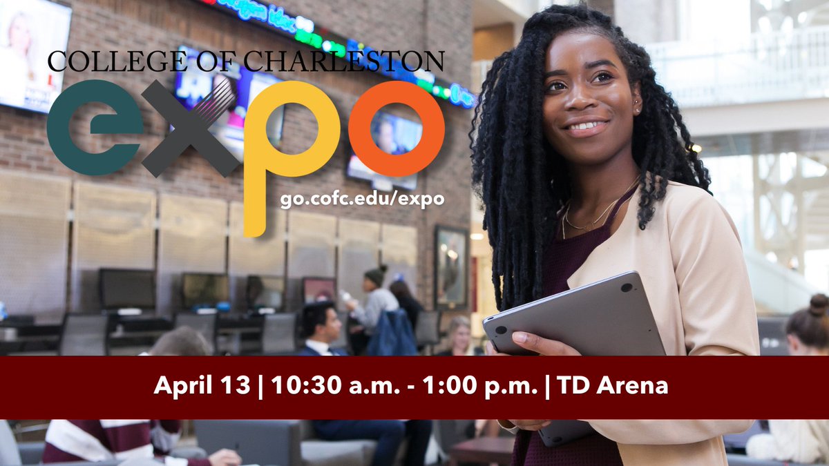 Now is your opportunity to share your projects with the #CofC community! Undergraduate and graduate students are invited to present at the College of Charleston Expo Thursday, April 13. Abstracts are due by Wednesday, Feb 15. Learn more ➡️  go.cofc.edu/expo