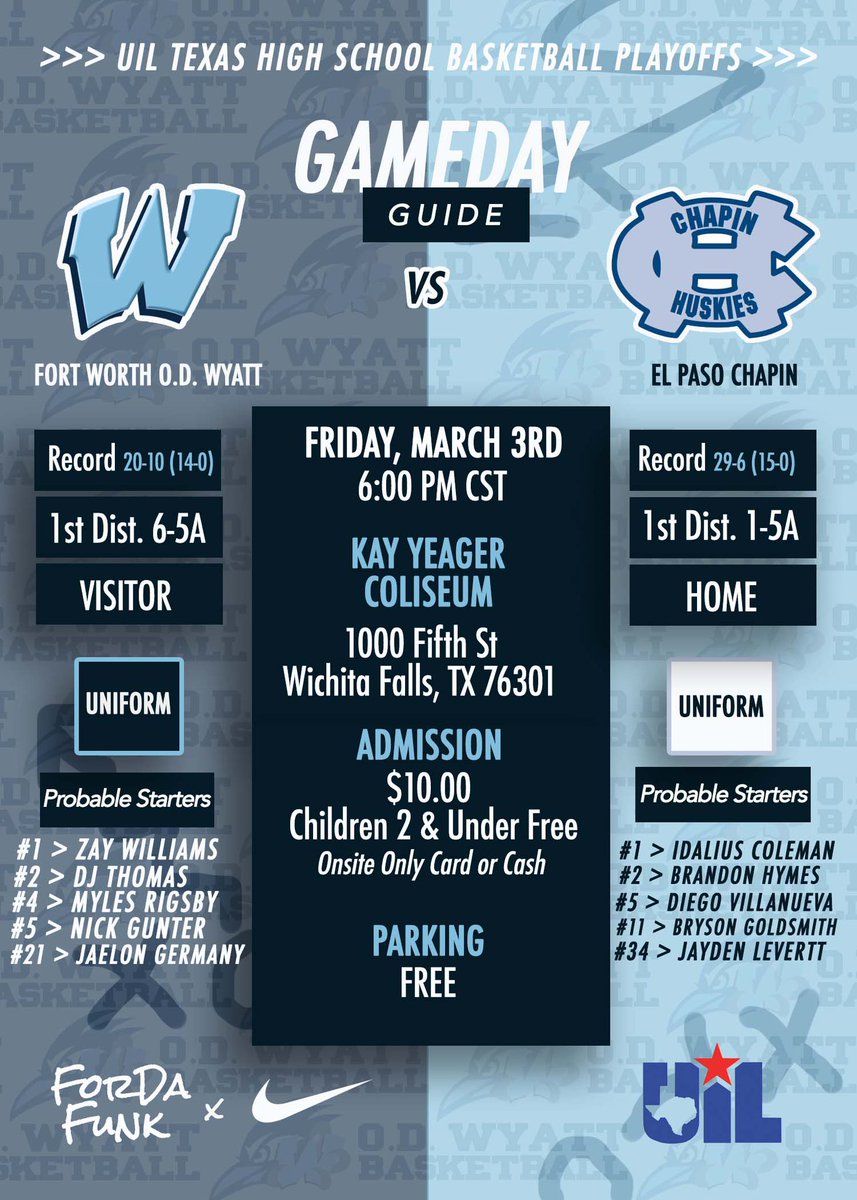 WyattHSBB's tweet photo. Here’s everything you need to know about our Regional Semifinal Playoff Game tomorrow.
🎟️: On Site Only
#ForTheFunk x #BattleTested https://t.co/TgaBchX4rl