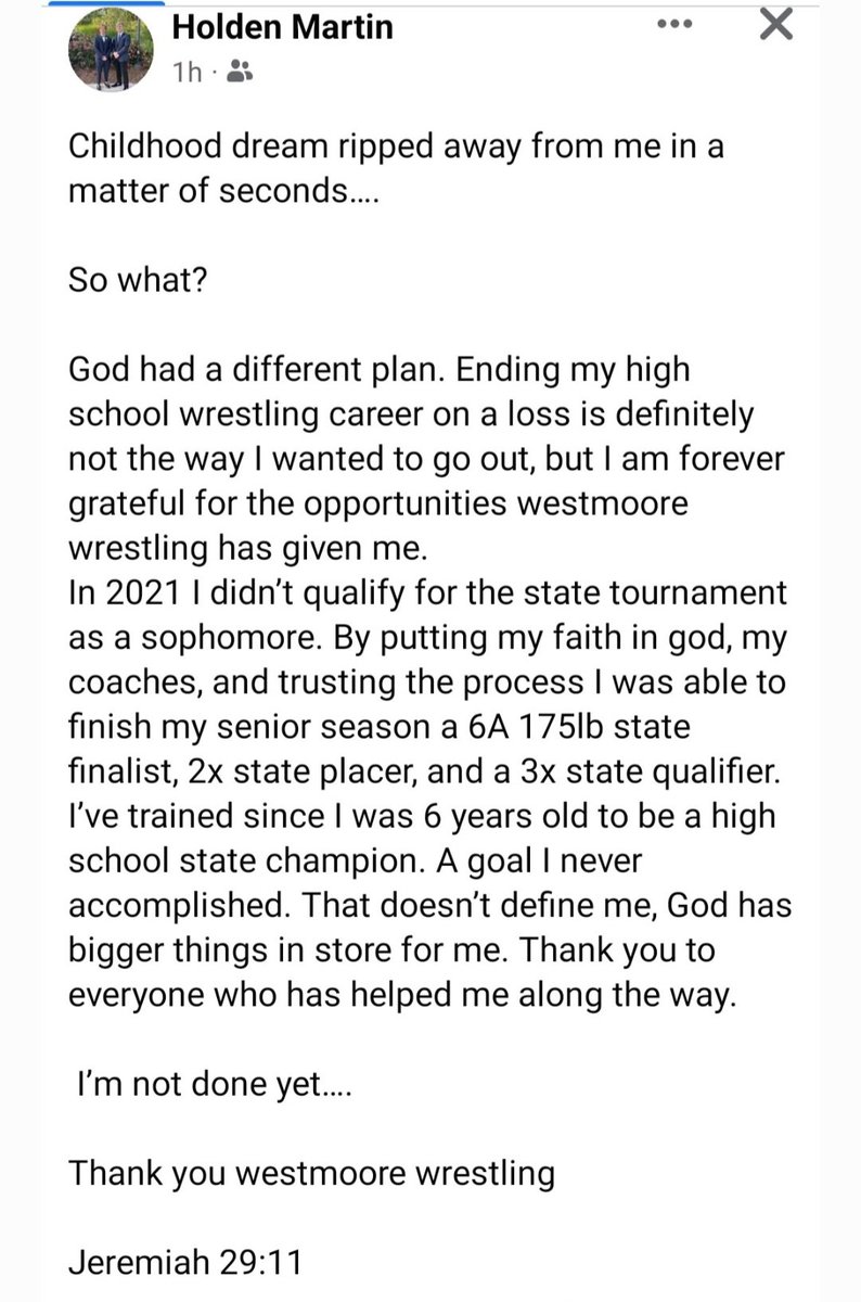 Words can't explain how proud I am of this kid @HoldenMartin05 ! Holden has embraced and trusted the process here at Westmoore. Holden is a huge part in the rebuilding of our @wrestlejags program. Thank you, Holden! @o__wrestle @whsjagathletics @WestmooreHS