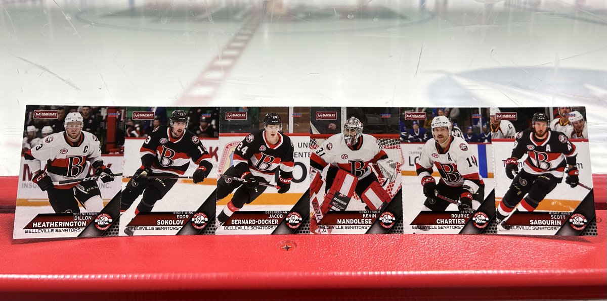 The first 2,500 fans at our Road to the AHL Night presented by <a href="/mackayinsurance/">mackayinsurance</a> tomorrow will receive these limited-edition #BellevilleSens hockey cards❗️Save on game day prices and get your tickets today ⬇️
🎟 bit.ly/3gj7Lls

#ForTheB