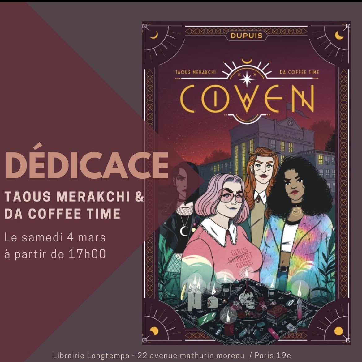J’en profite pour dire que je serai à la librairie Longtemps dans le 19ème ce samedi pour dédicacer Coven de 17h à 19h avec <a href="/dacoffeetime/">Dacoffeetime</a> et que vous pourrez profiter de ma présence pour acheter Vénère et/ou vous le faire dédicacer aussi (marche aussi pour mes autres livres).