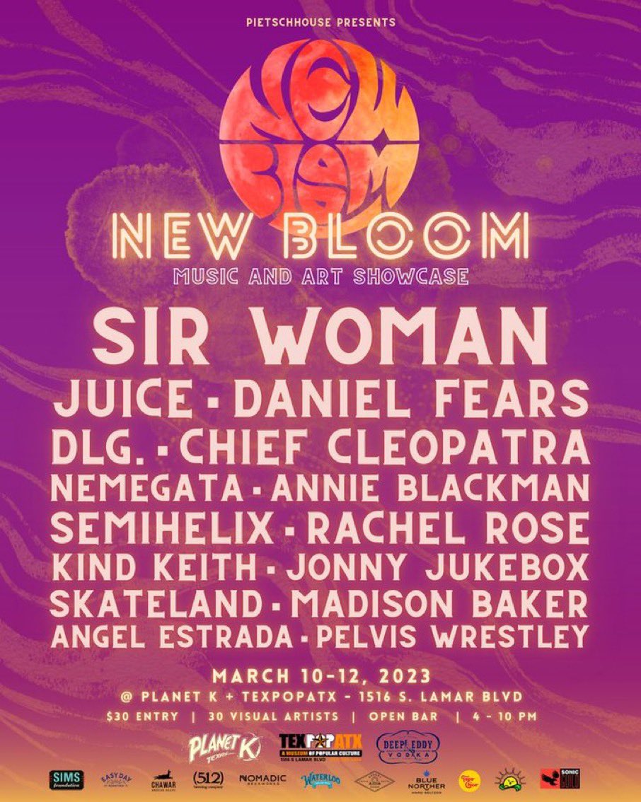 atxconcert's tweet photo. 🚨 TICKET GIVEAWAY 🚨 

We have a 2 tickets for NEW BLOOM ($190 value) happening during SXSW and it comes with an open bar!!

Rules:
① RT this post
② Follow @atxconcert
③ Tag your +1 in the comments

A portion of the proceeds benefit @SIMSfoundation → https://t.co/VDPCT2XnkJ https://t.co/4mrkaPh0Ij
