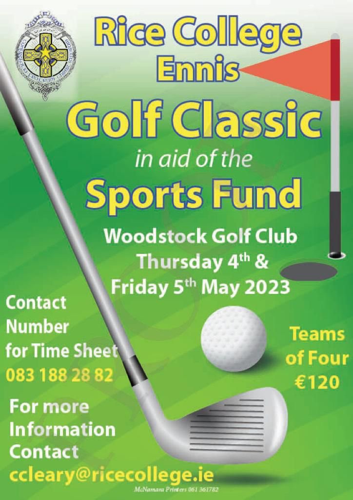 RiceCollegeNews's tweet photo. We are delighted to announce the Rice College Golf Classic 2023 at Woodstock GC 4th &amp; 5th May. All funds go towards school sports so don’t putt it off and sign up!⛳️ https://t.co/qbddqcghX2