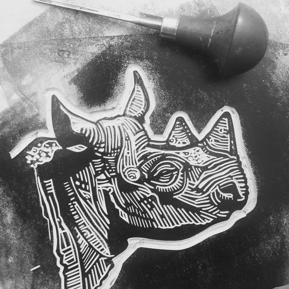 ieuanedwards's tweet photo. Tiny rhino lino https://t.co/2LWVcuOLeV