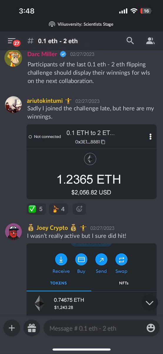 TechReportZA's tweet photo. 0.1 > 2 ETH FLIPPING CHALLENGE 💎
Done and dusted a major shoutout to @ViliusversityGM…members pulled up with some massive gains. https://t.co/Sl9SyxldTy