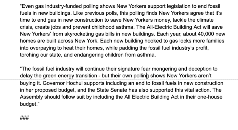 Fossil fuel front group pays for public poll

Poll results says MAJORITY SUPPORT for ending fossil fuel use in new building construction (we know it's popular, now they do too!)

Fossil group tries to spin hard😵‍💫😵‍💫

✨falls on face✨

Check out our statement with #GasFreeNY