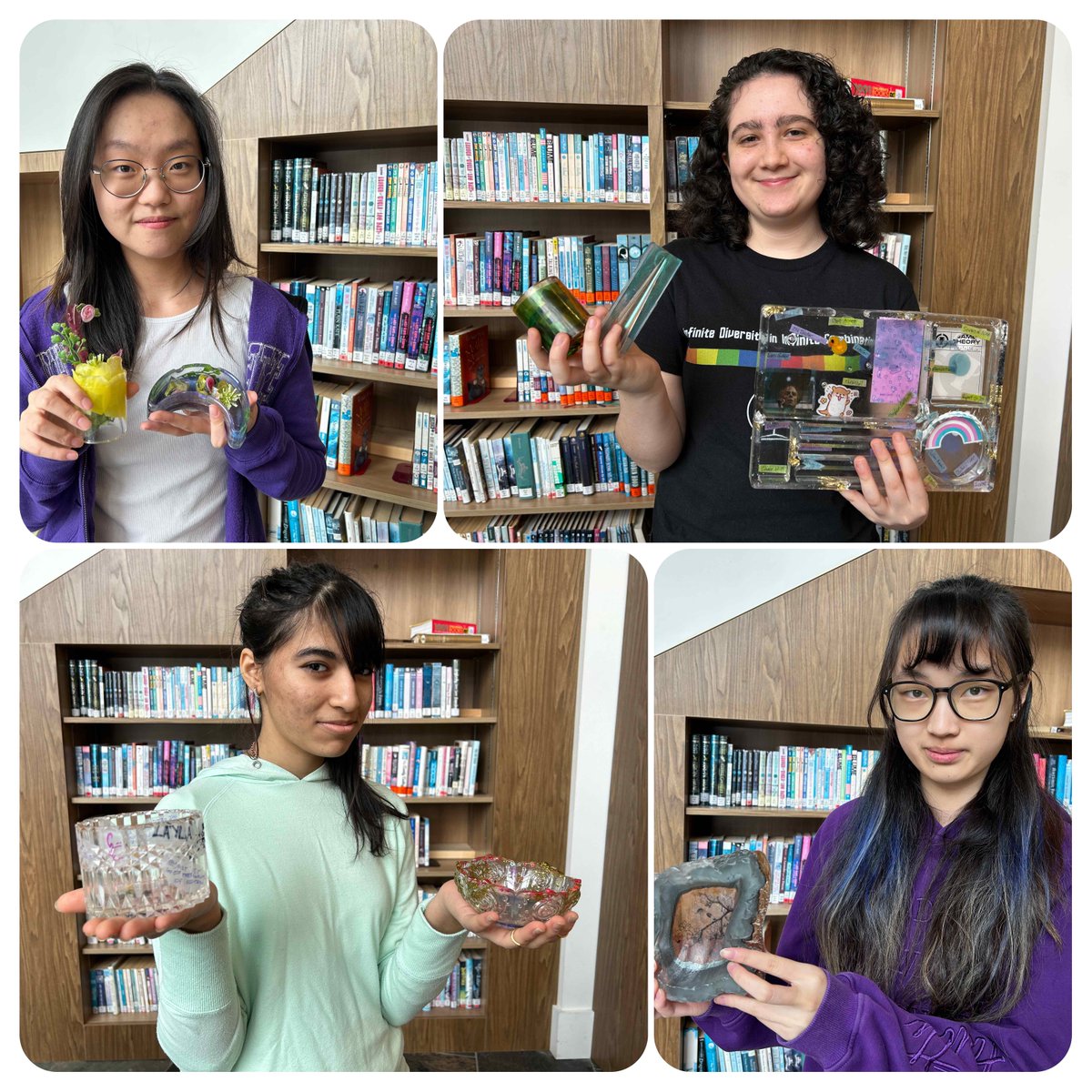 halifaxgrammar's tweet image. Our staff and students had a chance to grab a cup of tea and a cookie and chat with our Middle and Senior School artists who worked with our Artist in Residence, Margarita, to make stunning resin creations. 
 #GrammarArts #HalifaxGrammar #ArtistInResidence #ResinCreations