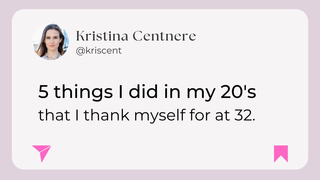 kcentnere's tweet photo. Hindsight is 20/20 but from where I'm standing, I spent my 20's the right way. 👀 See the 6th - and most important - thing I did in my 20's at https://t.co/qNZ7pKDfi6
#entrepreneurship #smartmoves #inyour20s https://t.co/7AKjjWqjeu