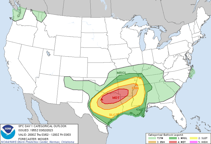 LimWeather's tweet photo. D1 (2/2)
#ModerateRisk in #ArkLaTex esp #Shreveport, #BossierCity, #Texarkana, #PineBluff, #HotSprings, #Arkdelphia, #Longview, #TylerTX, #MarshallTX, #ParisTX
10% SIG #tornado/45% SIG #Wind/#Hail risk
#USwx #wxtwitter #SevereWX #SPC #DixieAlley #TXwx #OKwx #ARwx #LAwx #TexomaWX https://t.co/i13T54UtTC