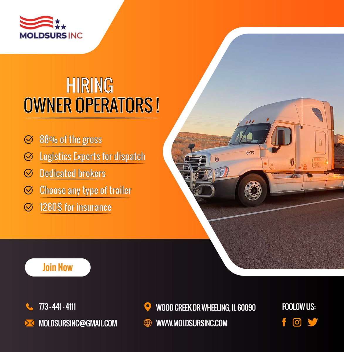 Hiring Owner Operators❗️❗️❗️
We appreciate hardworking and responsible owner-operators through special offers. If you want to be part of a great team and benefit from a lot of bonuses, apply now. 👍👍👍
#logistics #logisticssolutions #CDL  #freight  #truckdrivers #owneroperator