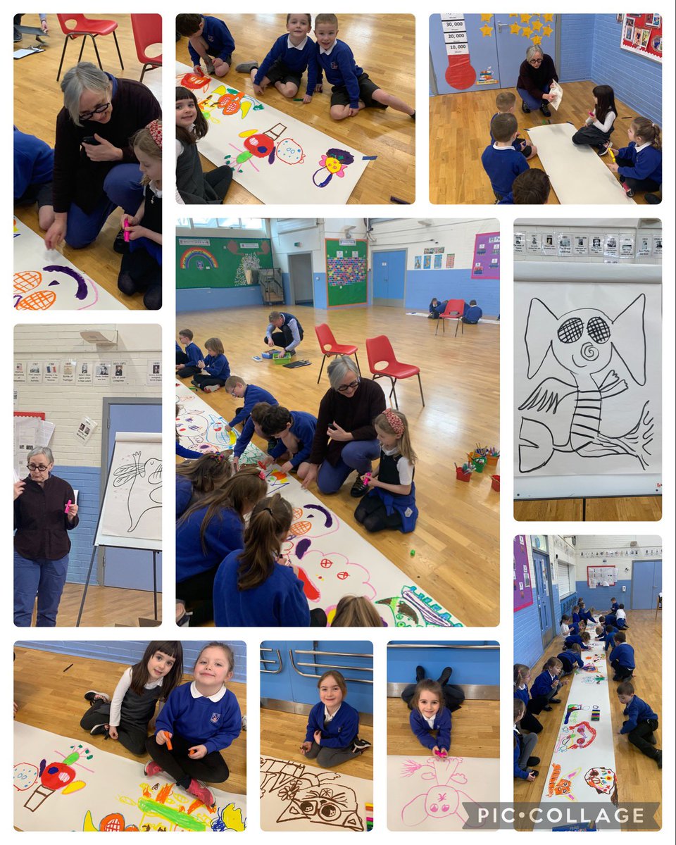 P2 also enjoyed their workshop with author Alison Murray. The children drew very creative characters with lots of chat about their characters and imaginative names. Alison was really impressed by how well both P1 & P2 listened and how talented they are with their drawings.