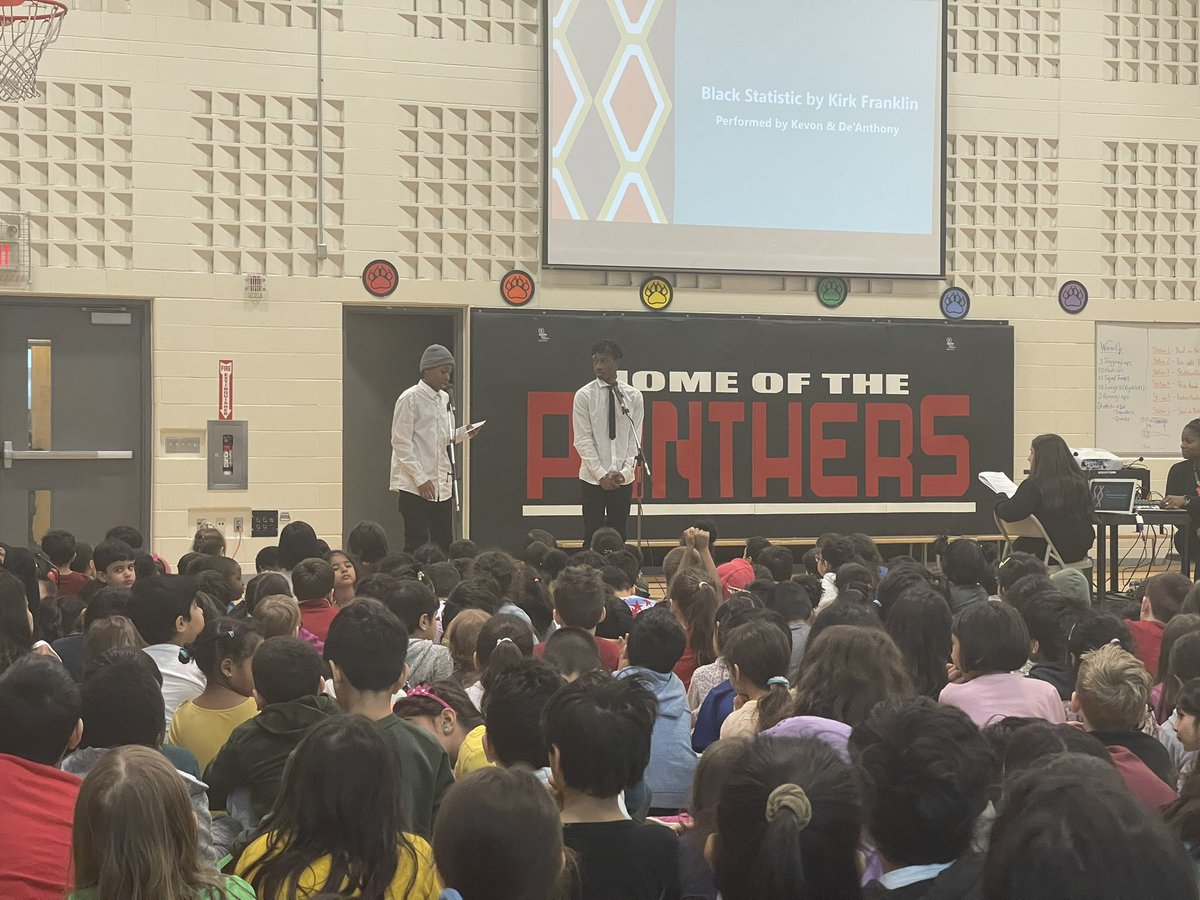 PLRobertsonPS's tweet photo. The PLR Equity Team &amp; Black Advocacy &amp; Education Initiative hosted an AMAZING assembly today to showcase all of our students’ learning from #BlackHistoryMonth! Thank you to all of our teachers for affirming students’ identity this month &amp; throughout the year! #BlackExcellence https://t.co/6wc1parpVy