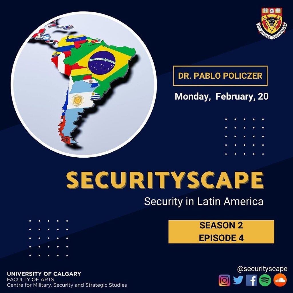 securityscape's tweet photo. This week Clarice Rocha interviews Dr. Pablo Policzer about security issues in Latin America. They cover a variety of topics and talk about issues that face South America today. https://t.co/R1oDgGiHQm https://t.co/bcimpojelM