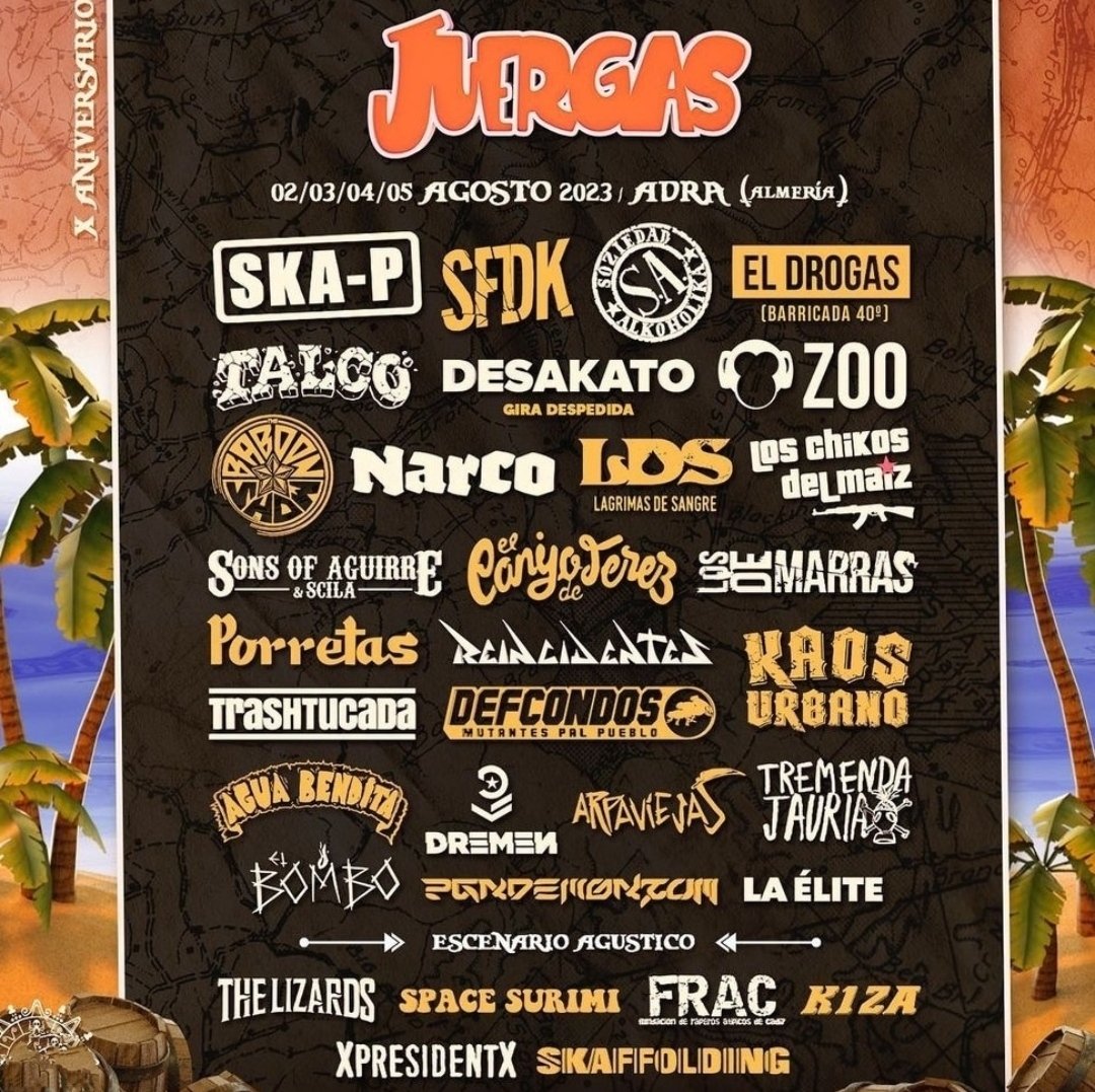 Del 2 al 5 de #agosto @thejuergasfest en #adra #Almeria #Andalucia 🔥🤘🏾#mutantespalpueblo #defcondos #ArmasPalPueblo #accionmutante #rapmetal #punkrap #punkhardcore @asaltosonoro #DCD_30Aniversario