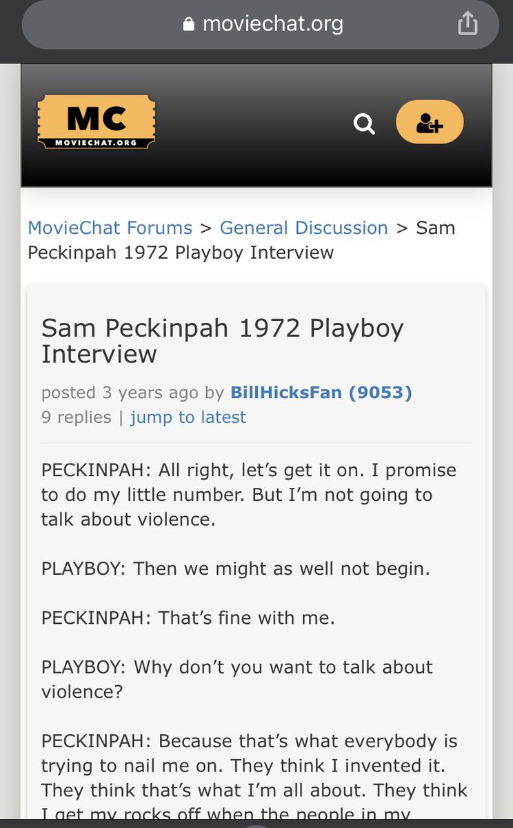 Anyone know if the full version of this interview is in that conversations with filmmakers book. BillHicksFan won’t respond to me