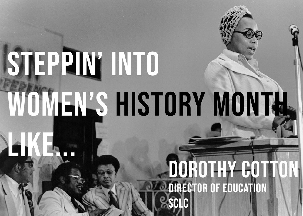 "I don't believe I thought about the gender issues initially. I think that I evolved, I'm sure as many women did, and perhaps a few men. We were all growing and evolving into new definitions of ourselves." -Dorothy Cotton #womenshistorymonth #blackwomenshistory <a href="/MsLaToshaBrown/">LaTosha Brown</a>