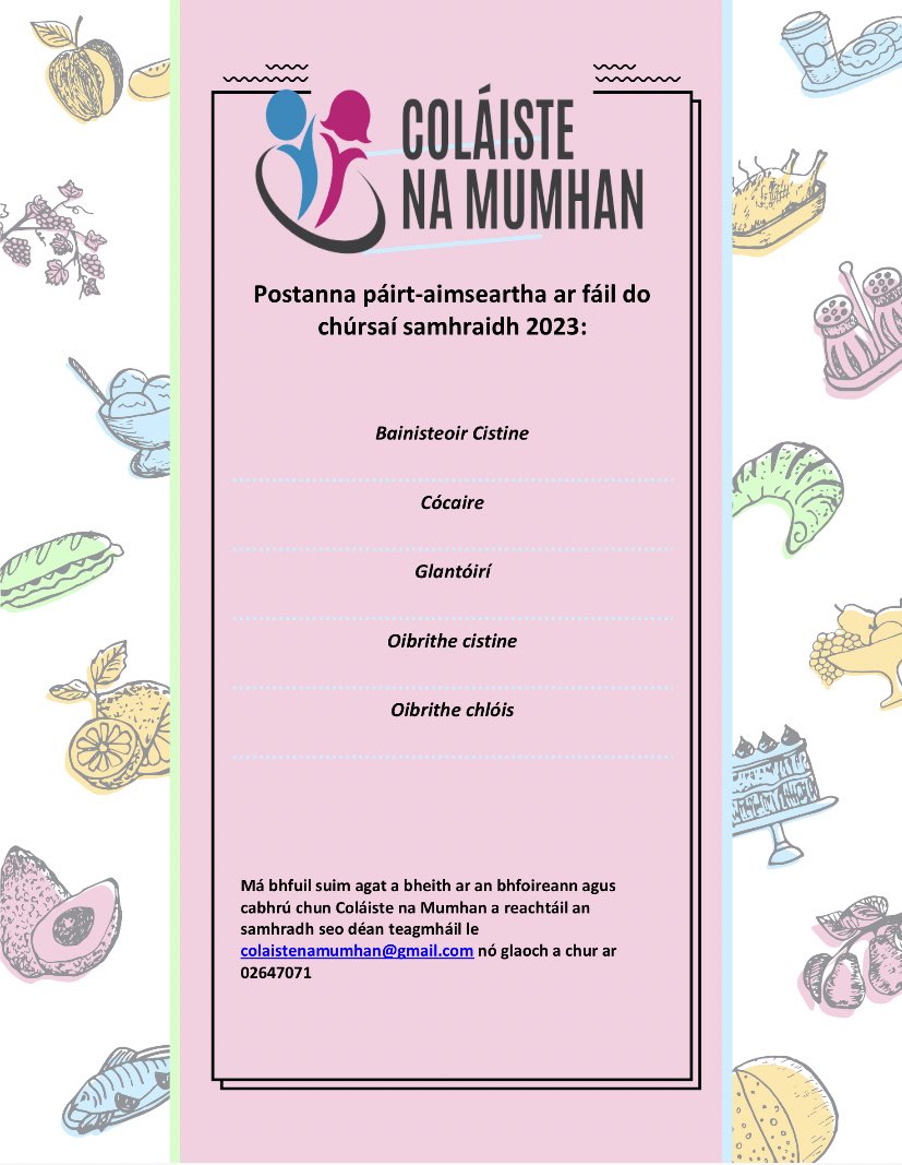 🔊Fostaíocht Samhraidh ar fáil i gColaiste na Mumhan do 2023🔊