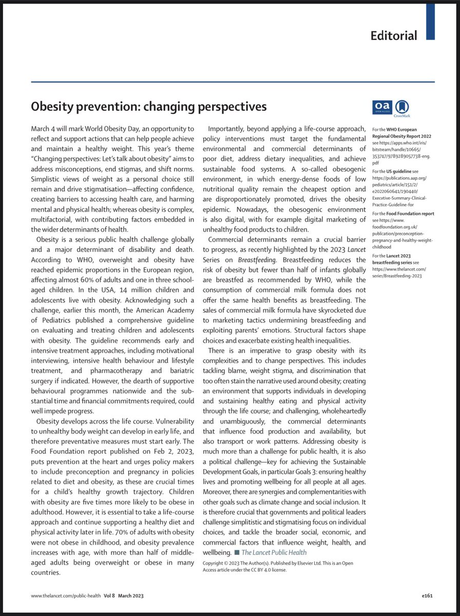 doctormacias's tweet photo. Los niños con obesidad muy probablemente tendrán obesidad cuando sean adultos. Sin embargo, la mayoría de los adultos con obesidad NO fueron niños con obesidad (Lancet Public Health open access, marzo 2023). https://t.co/Po31sRRPEt