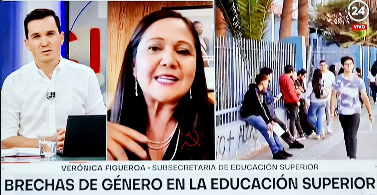 Tor25899035's tweet photo. Una VERGUENZA. La Sebsecretaria de Educación Superior, Verónica Figueroa, señala que hay que combatir la "masculinización" de las carreras universitarias con leyes de cuotas de género o similares. Esta es la demencia ideológica que tiene a la educación chilena destruída. https://t.co/sPyLIKSAQe