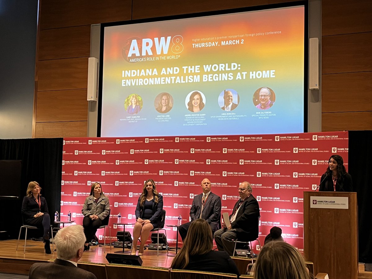 IsakNti's tweet photo. Next panel at #ARW8 environmentalism begins at home, looking at the ways that Indiana is working across levels of government, industry, and academia to make progress on sustainability, climate action etc. https://t.co/IOE1Cd3dYH